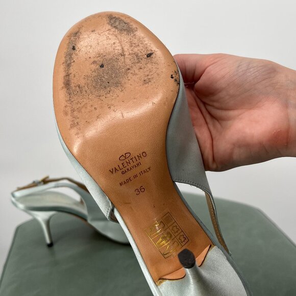 Vintage Valentino Rhinestone Bow Kitten Sling Back Heels in Size 36 - Picture 4 of 6